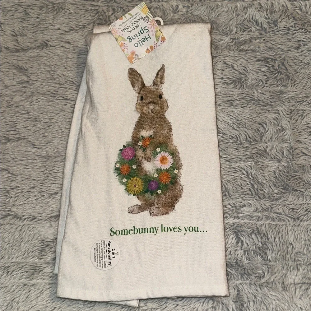 Kay Dee Designs Hello Spring Bunny 2 PK Dual‎ Purpose Kitchen Towels 100% Cotton
